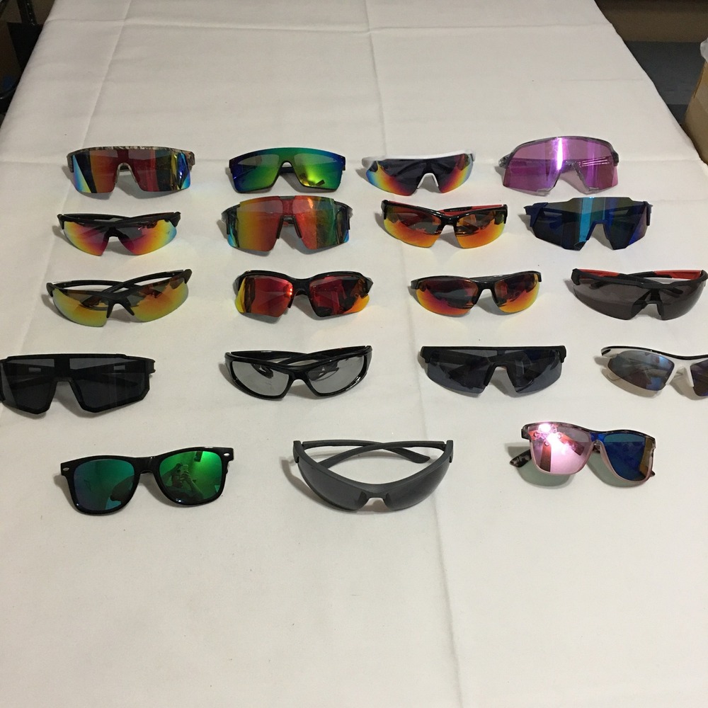 Lot of 19 Mixed Brand Sunglasses Unisex Multicolor Sport Wrap Shield